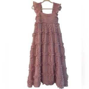 Chic Ruffled Maxi Dress in Dusty Pink